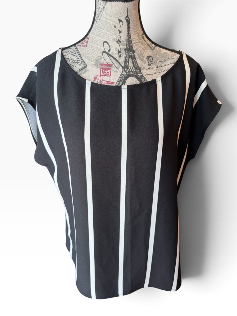 Banana Republic Black and White Vertical Stripe Top